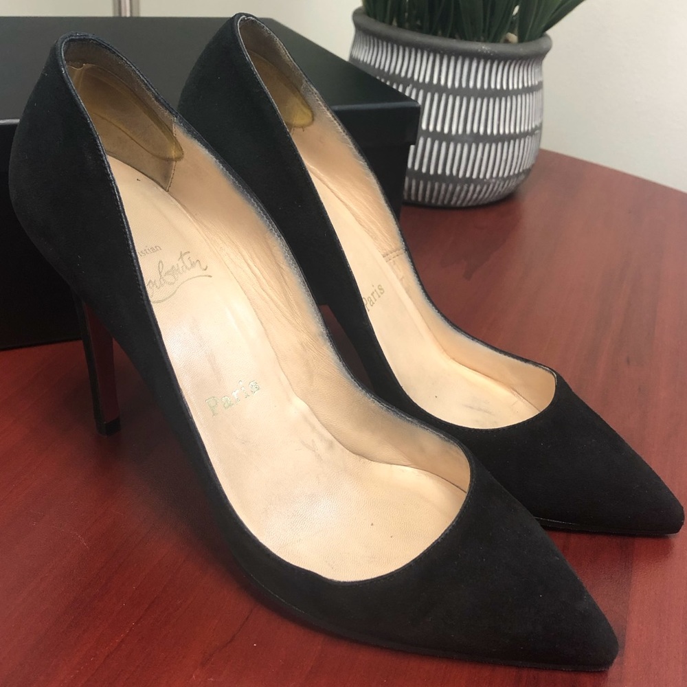 Christian Louboutin 100mm Black Suede Pumps